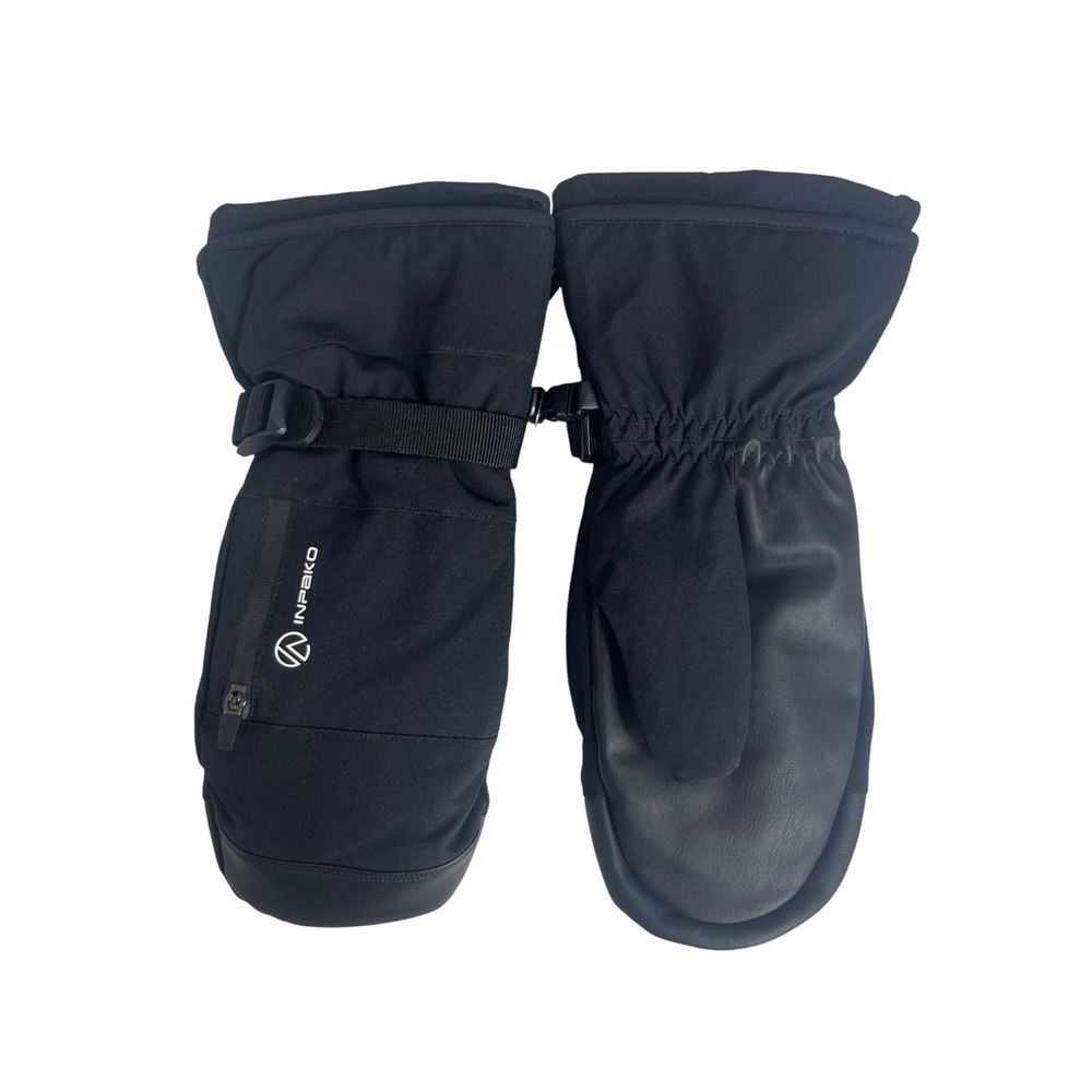 Inpako Ski Mittens Mens Large Black 3M Thinsulate Waterproof Winter Snow Mitts